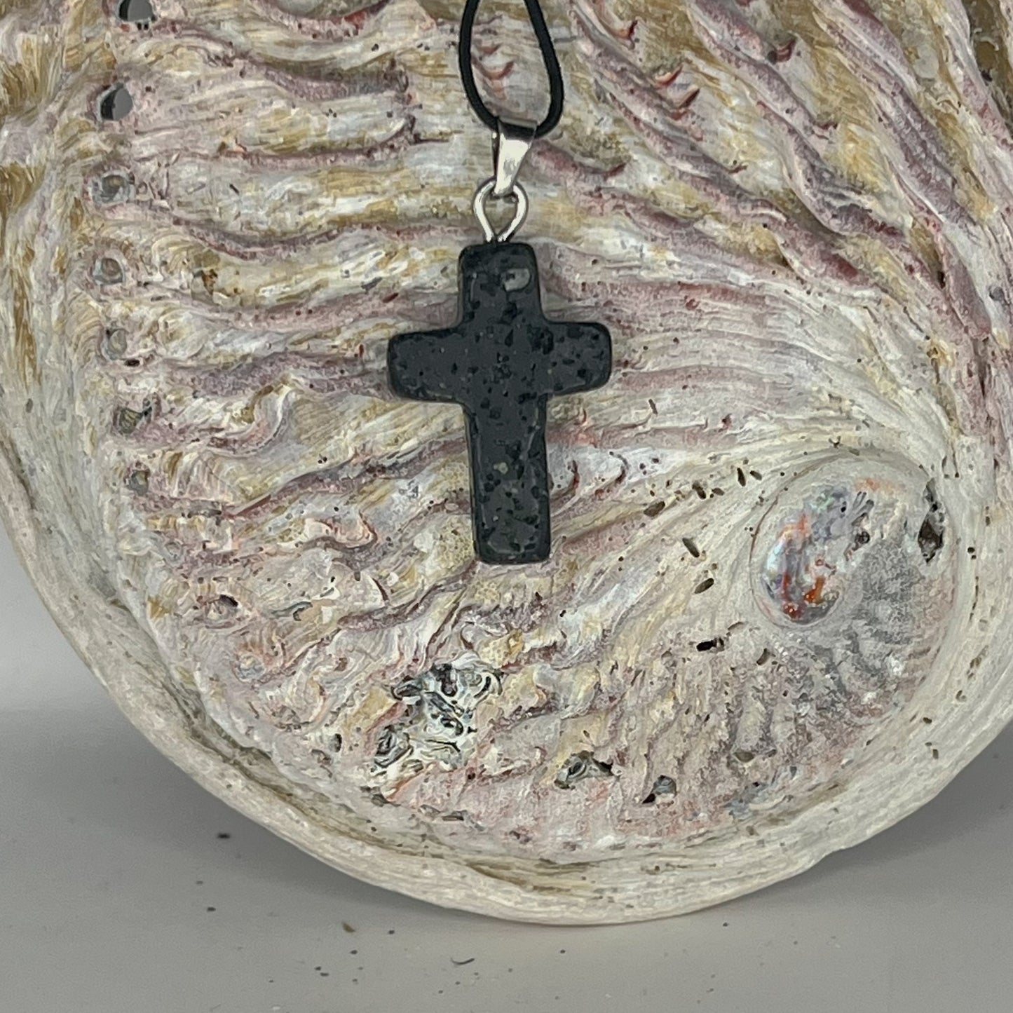 Lavastone Cross Pendant on Black Cord