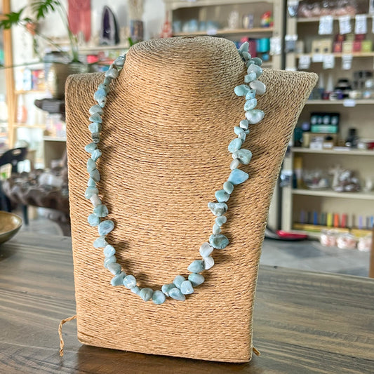 Larimar Chip Bead Necklace with Silver Clasp