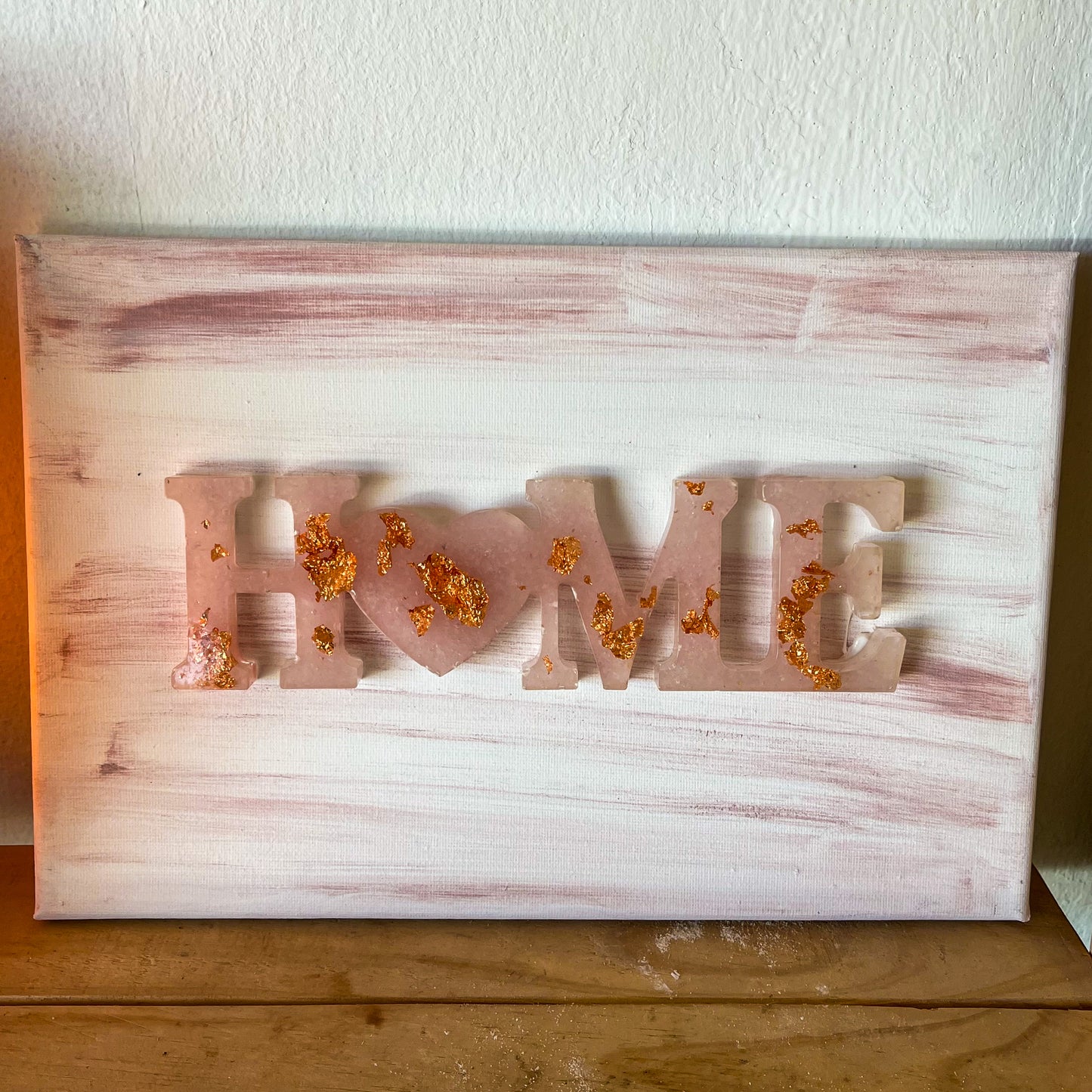 Assorted Gemstone Resin “Home” Signs on Canvas