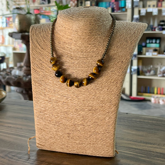 Tiger’s Eye & Gold Beaded Necklace