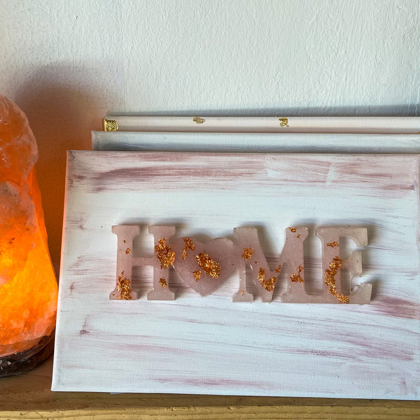 Assorted Gemstone Resin “Home” Signs on Canvas