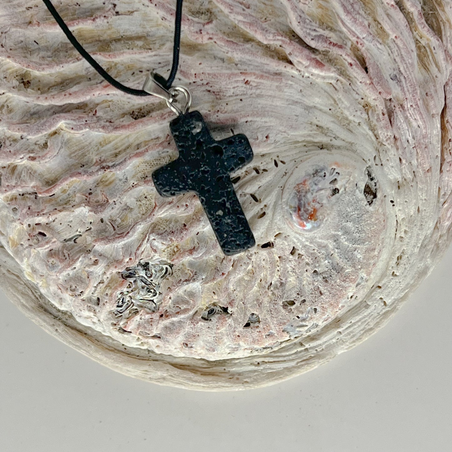 Lavastone Cross Pendant on Black Cord