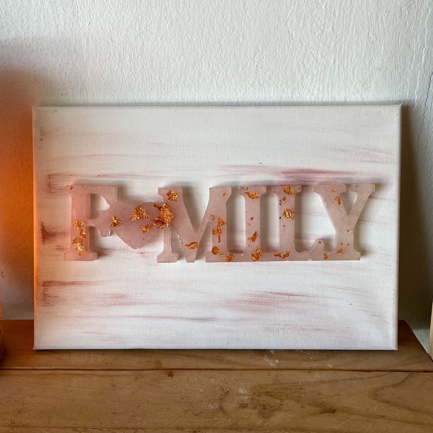 Assorted Gemstone Resin “Family” Signs on Canvas