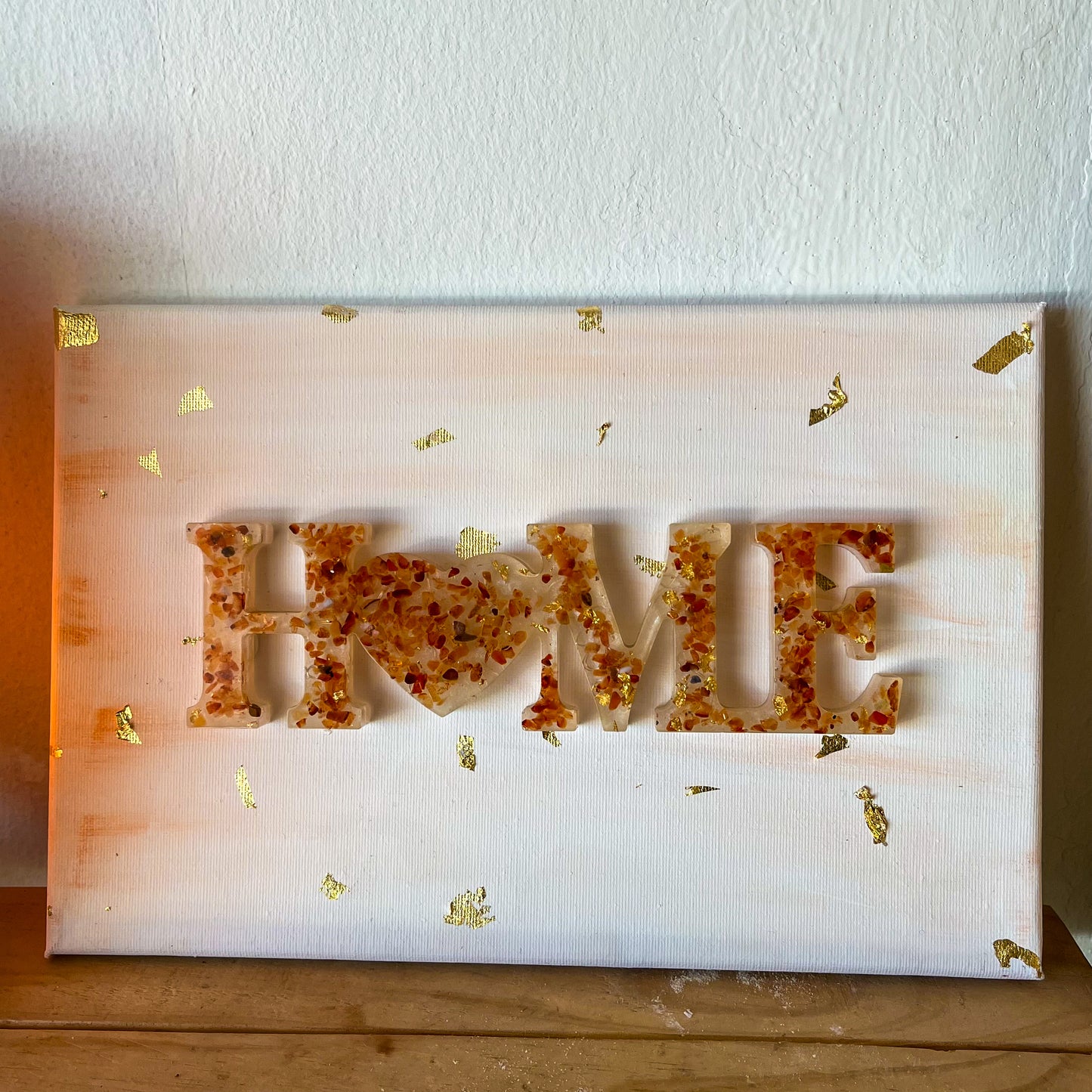 Assorted Gemstone Resin “Home” Signs on Canvas